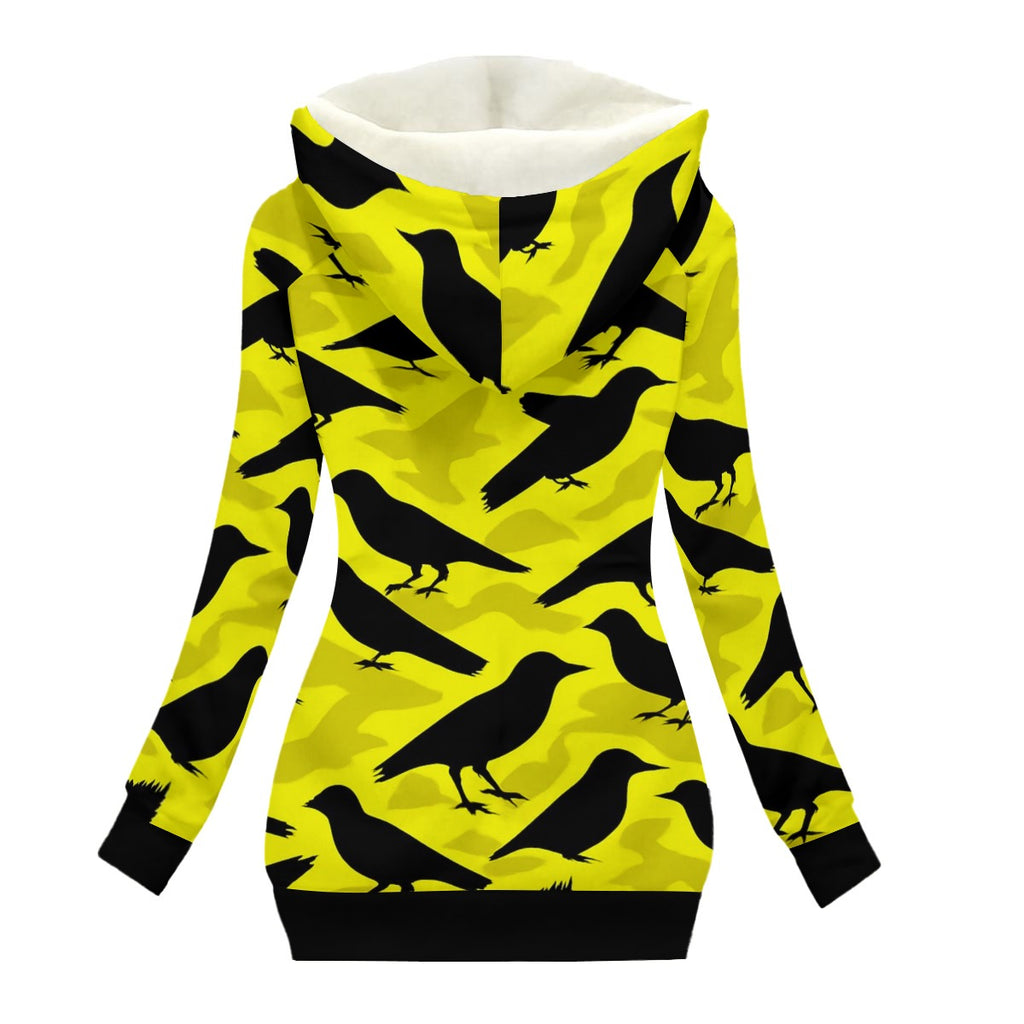 Women's Black Bird Camo Coat
